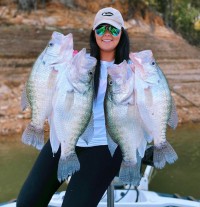 woman catching crappie